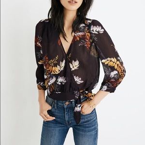 Madewell floral wrap blouse size S
